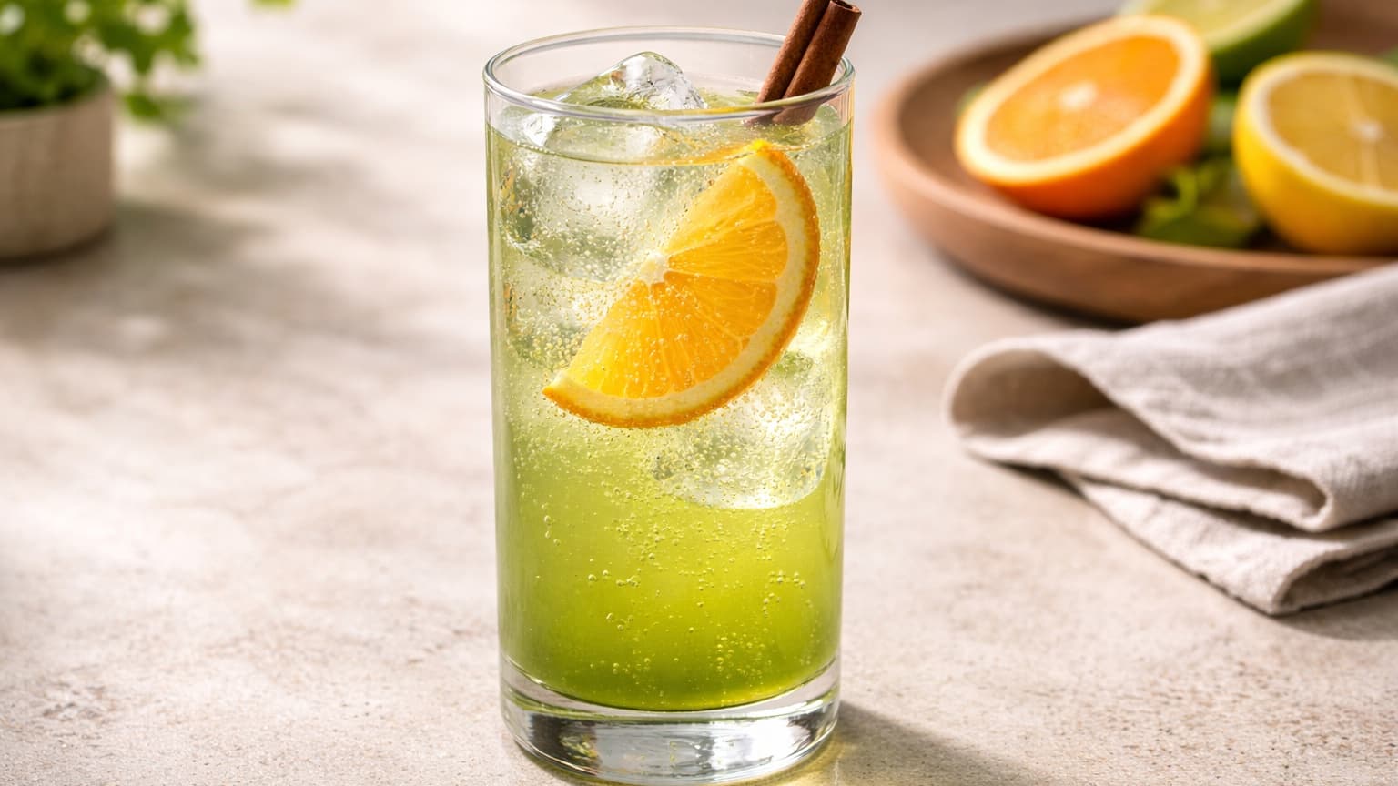 Delicious Smoked Citrus Matcha Sparkler