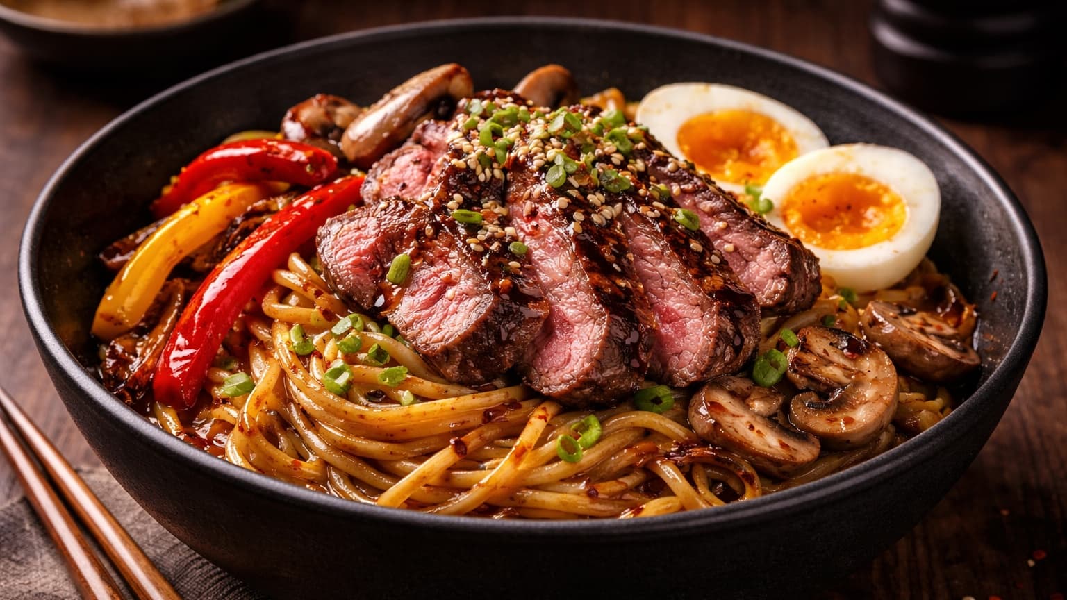 Delicious Samurai Steak Ramen with Charred Pepper Butter