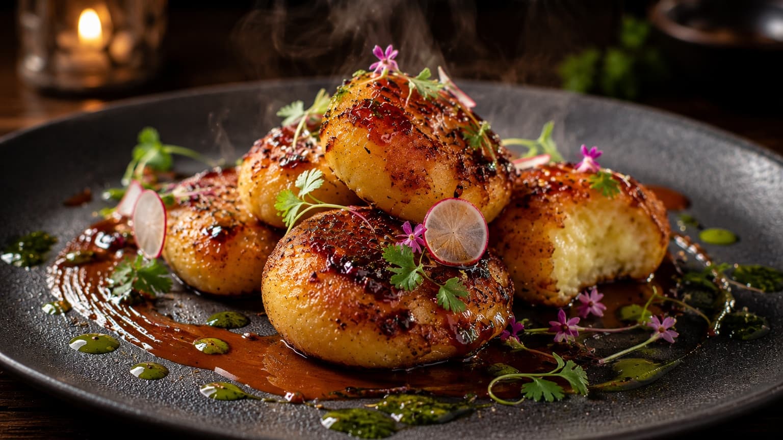 Delicious Charred Potato Clouds with Miso Tamarind Butter