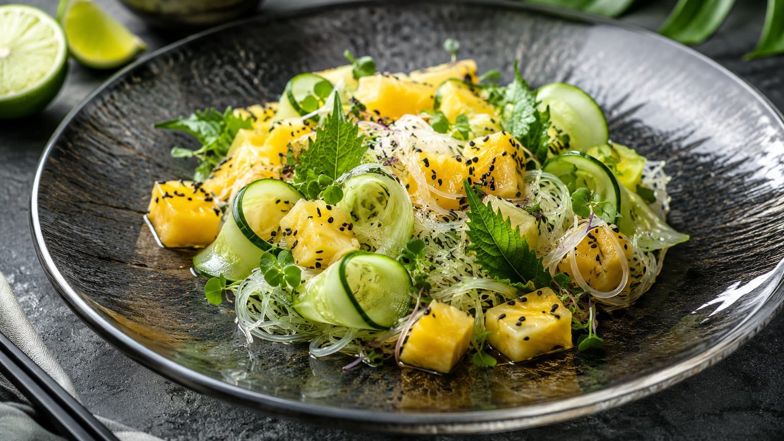 Delicious Pineapple Shiso Glass Salad